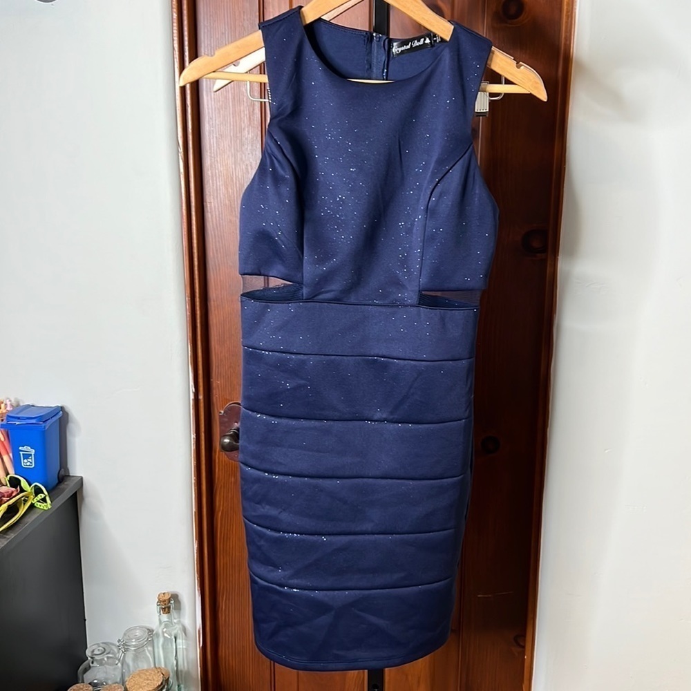 Crystal Doll Navy Blue Sparkle Dress Size 3 Juniors